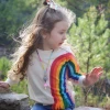 Hot sale spring and autumn children&#x27;s clothing tassel rainbow sun pattern long-sleeved sweater T-shirt