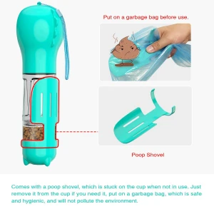 Hot sell walking portable plastic travel recycling dispenser 300ml Pet dog water bottle 300ml
