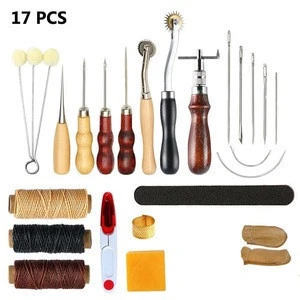 Hot Selling High Quality 17 Pieces Leather Tools Crafts DIY Hand Stitching Kit Leather Tool