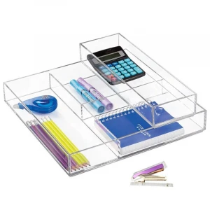 Huisen stationary supplies clear acrylic desktop storage organizer for office