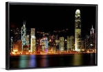 Illuminated Hongkong city night skyline cityscape canvas led painting wall art light up for home decorative giclee print prices