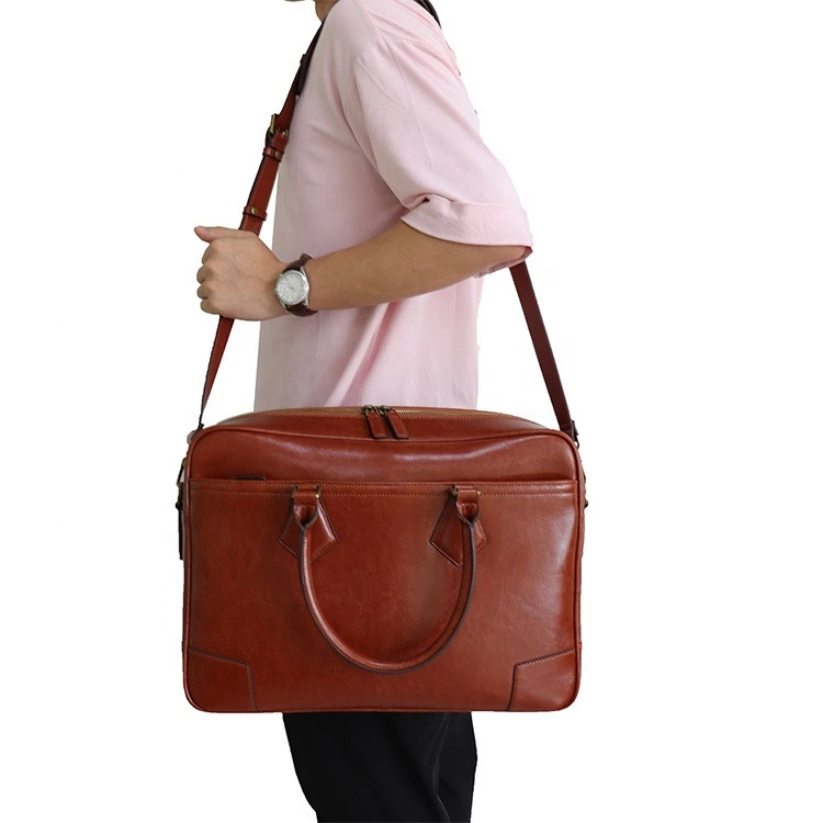 ISO Certificate wholesale custom logo men&#x27;s briefcase business laptop bag leather computer briefcase for men manufacturer