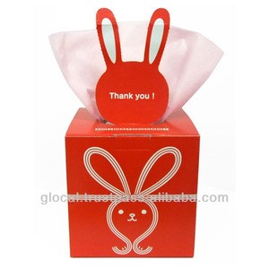 Japan Facial Tissue &quot;Thank You Rabbit&quot; Cube Type 40W Red Wholesale