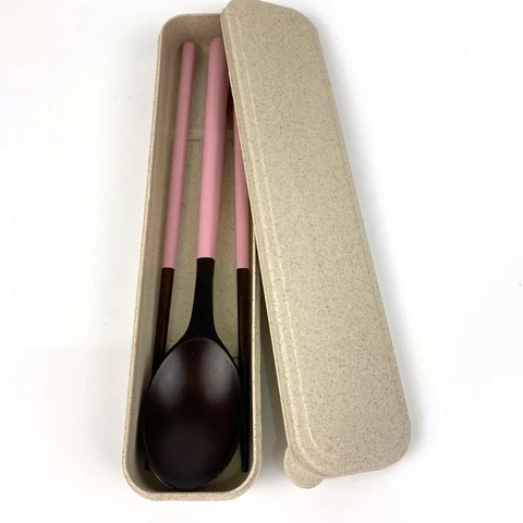 Japanese Beech Cutlery Gift Three-piece Set Combination Wooden Spoon Chopsticks Fork Student Travel Portable Cutlery Case