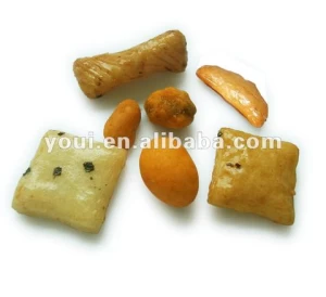 Japanese rice crackers and coated peanuts mix