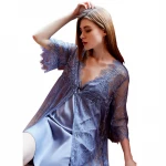 jaztrade summer  lace sleep wear two-piece simulation silk  pajamas women halter strap sleep wear