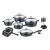 Import JEETEE Cookware Nonstick Cookware Set with Kitchen Utensils Die-casting Aluminum OEM 23 Pieces Kitchen Usage Cooking All-season from China