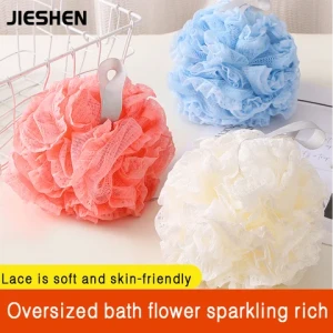 JIESHEN  Body Natural Mesh Bath soap Sponge Body Scrub Exfoliating Bath Mesh Flowers