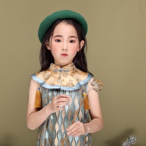 JINYE Golden Tassel Mandarin Collar Traditional Chinese Oriental Lace Neckwear Scarf