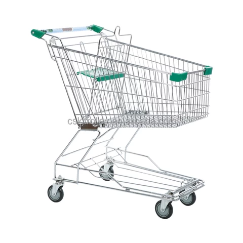 KAIJIA 210 Liters Large Capacity Four Wheel American Chrome Plated Supermarket Shopping Trolley Cart