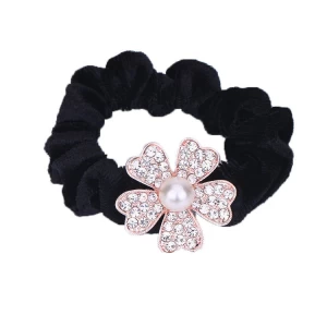 Korean Style Rhinestone Hair Bands Flannel Diamond Flower Hair Accessories Hair Ties Elastic Bands