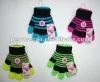 Ladies Womens Striped Acrylic Thermal 2 In 1 Magic Gloves