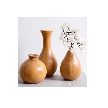 Large bamboo wooden flower vase