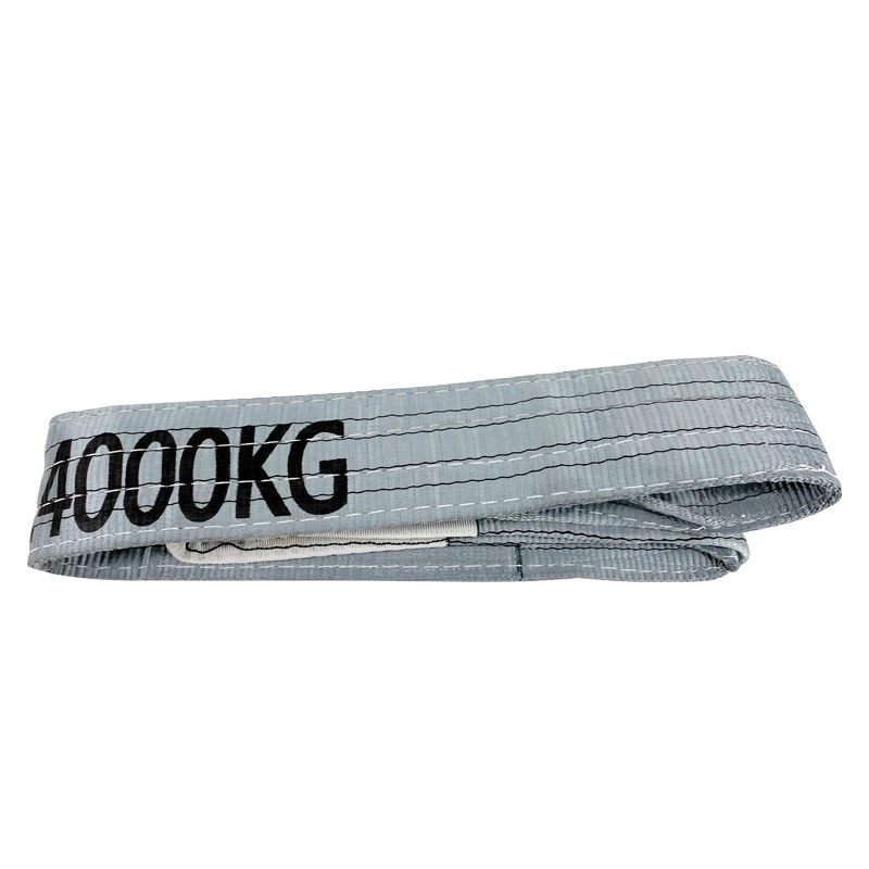 Lifting hoisting belt 4T Grey color polyester flat webbing slings