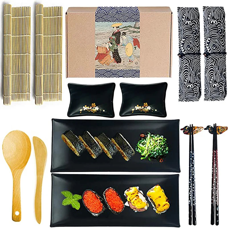 Low MOQ bamboo sushi mats natural packaging sushi maker with gift box