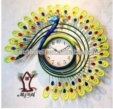 Low Price New Arrival Wholesale Resin Wall Clock / Creative Peacock Design Resin Wall Clock in Resin Home Decorations