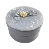 Luxury Silver &amp; Off-White Pearl Brooch Embellished Silk Wedding Cake Box