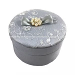 Luxury Silver & Off-White Pearl Brooch Embellished Silk Wedding Cake Box