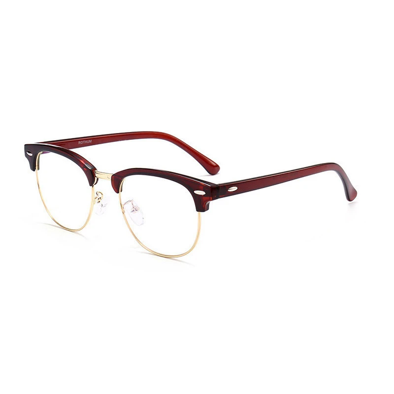 Luxury Vintage Ray Band Half Frame Anti Blue Light Blocking Lenses Optical Eyeglasses Glasses
