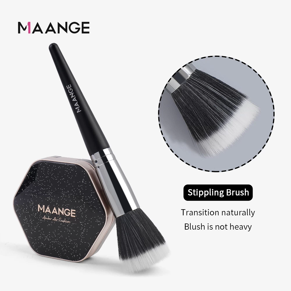 MAANGE OEM ODM Black Vegan Nylon Hair Cosmetic Blush Brushes Private Label Cosmetic Brush Makeup single brushes