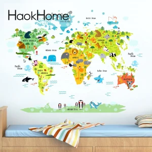 Map Wall Stickers Decal For Home Furnishing Kids Room Decoration
