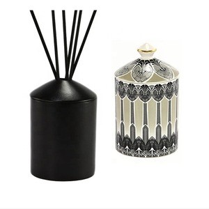 Matte Black Ceramic Holder Candle With Lid Luxury Scented Wax Candle Jar