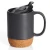 Import Matte Black Ceramic Mug (12 Ounce) with Built-in Cork Coaster and Splash-free Lid and Handle for Cup of Coffee and Tea, Personal from China