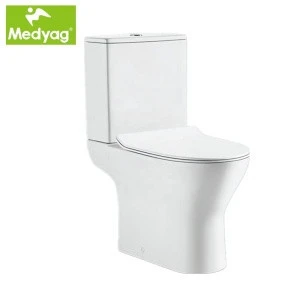Medyag CE New design  Modern dual-flush Europe high quality soft closing rimless washdown Two Piece Toilet slim tank cover