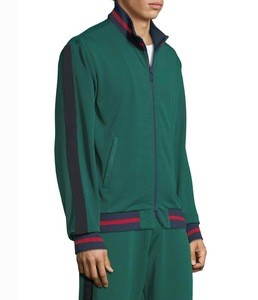 Mens Cotton Plain Green Track Jacket Custom Logo Slim Fit Winter Sports Track Suit Men Streetwear Tracksuit