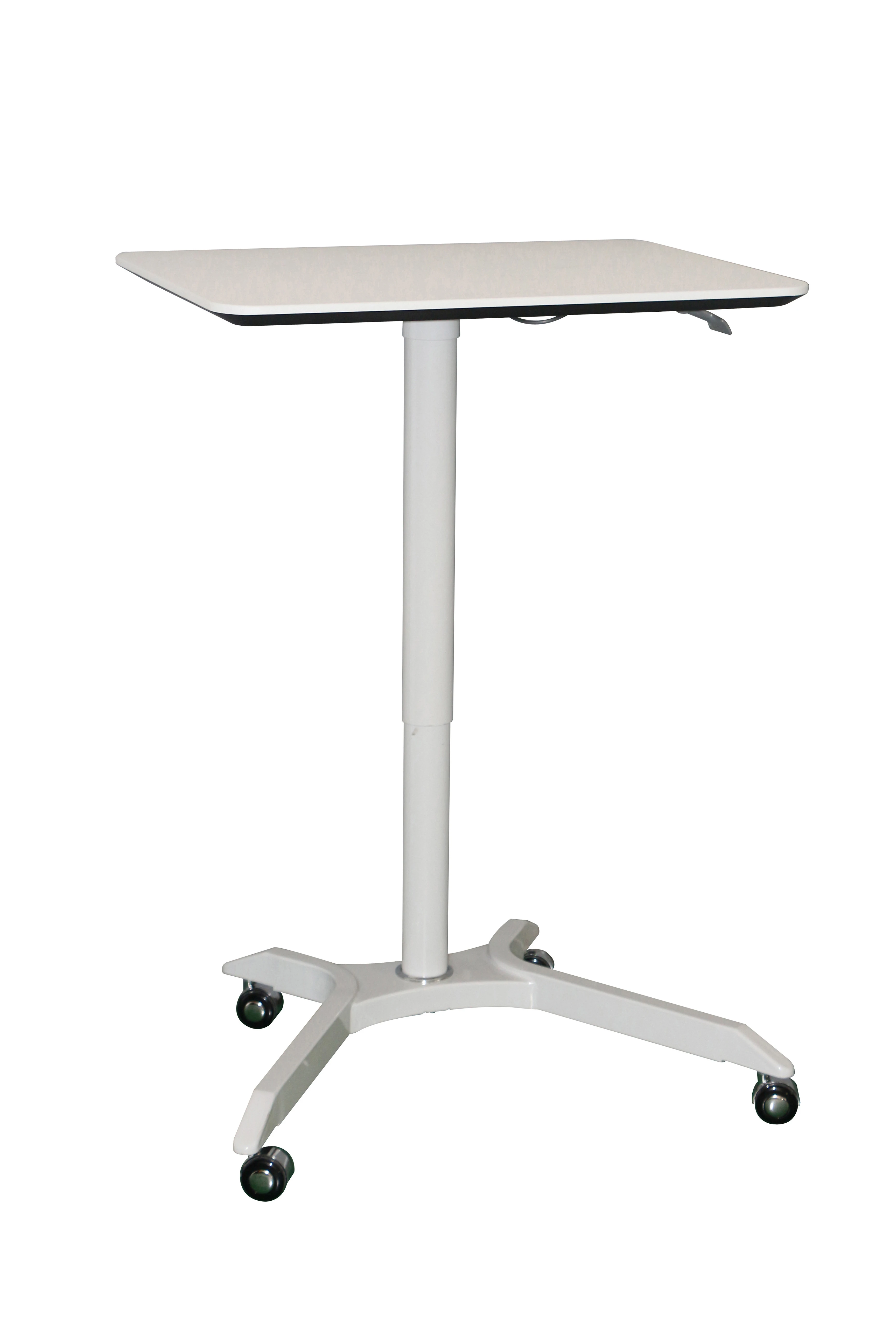 Mobile Gas lift Adjustable Height Sit to Stand Desk Computer Workstation with Single leg