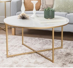 Modern gold color round marble coffee table