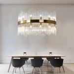 Modern luxury crystal metal chandelier frame glass tube lamp shade magnifying glass led lamp