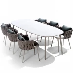 Mojia Outdoor Furniture Leisure Waterproof Bistro Terrace Woven Rope Dinning Chair Aluminium Outdoor Furniture