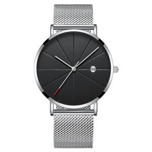 Most Popular Products Luxury Cheap Calendar Men Watches Simple Stainless Steel Mesh Strap Custom Watch Jam Tangan