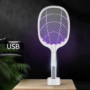 Multi-function USB Rechargeable UV LED Electric Bug Zapper Mosquito Killer Lamp Racket Swatter Trap