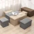 Import Multifunction Khaki Cotton Linen Cube Container Foldable Storage Ottoman from China