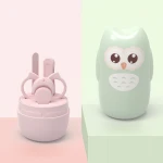 Nail Clipper Scissor Nail File Tweezer Set for Infants Toddlers Owl Shape Case 4-in-1 Baby Nail Care Kits