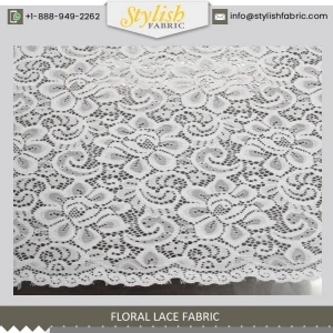Natural 60&quot; Light-Weight Floral Lace FabricStyle-704