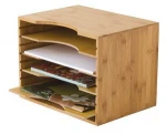 natural bamboo desk organizer with adjustable divider