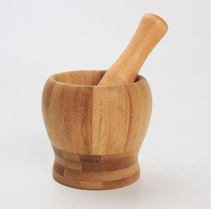 Natural bamboo mortar and perstle