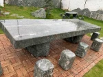 Natural rock stone Green marble table and bench sets for garden