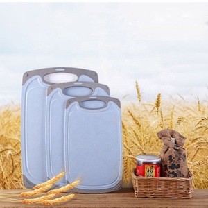 Natural Wheat Straw with PP Kitchen Silicone Plastic Cutting Board Chopping Board