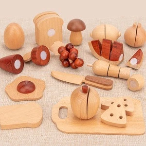 nature Wooden Pretend Toy Miniature Food Girls Toys Kitchen Set montesori toy cutting fruits vegetables