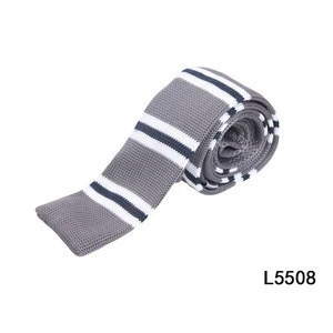 NB-477 Wholesale Polyester Silk Neck Tie Gray Mens Knitting Tie