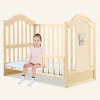 New Baby Cribs Natural Unpainted Solid Pine Wood Baby Bed Crib Cot Adjustable Wheels Shaking Table Kid&#39;s Crib Bedroom Furniture