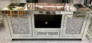 New design luxury home furniture bling crushed diamonds mirrored TV unit TV stand