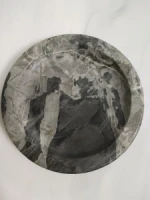 New Design Natural Stone Round Food Serving Trays Light Green Marble