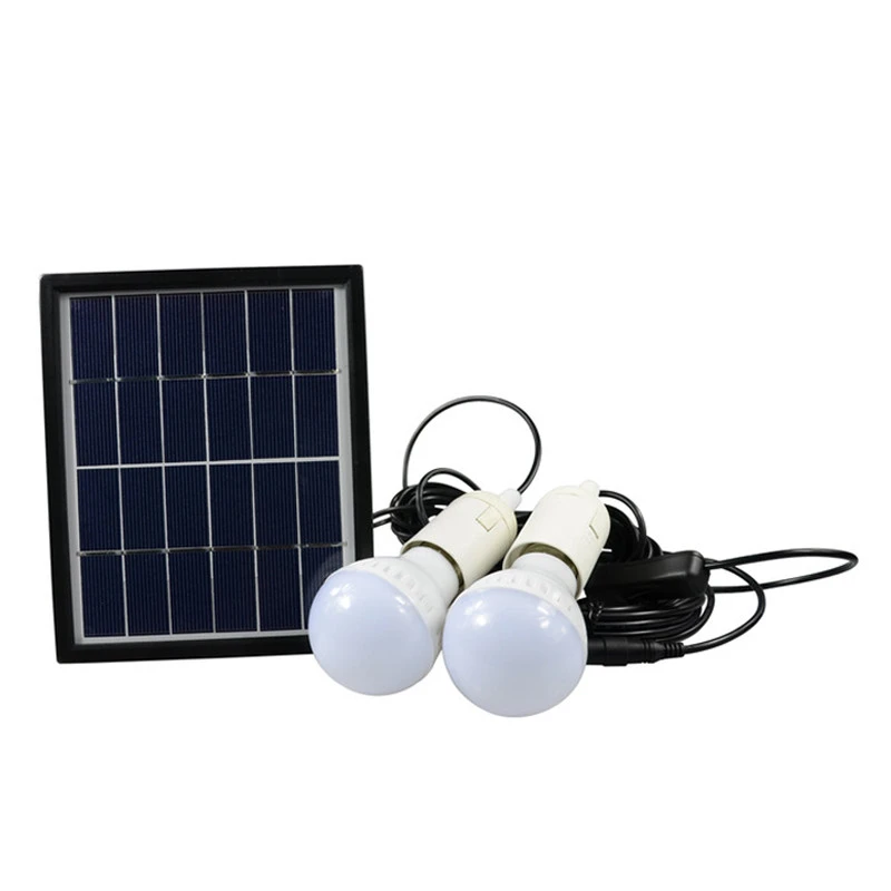 new design of solar lighting system and solar power emergency light for home with 2bulbs