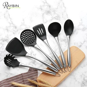 New product ideas 2019 Cooking Utensils Stainless Steel and Silicone Kitchen Utensil Set