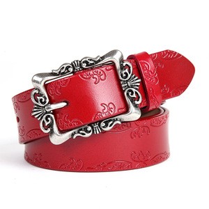 New Style Womens Genuine Leather Belt Casual All Match Women Brief Leather Women Belt With Alloy Buckle